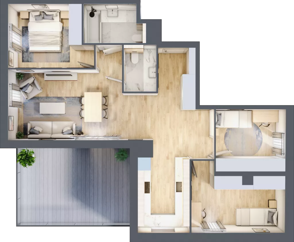 4 pokoje, mieszkanie 81,61 m², piętro 3, oferta nr A/KL3/3/02, Podhalańska Vita, Wrocław, Żerniki, Złotniki, ul. Podhalańska