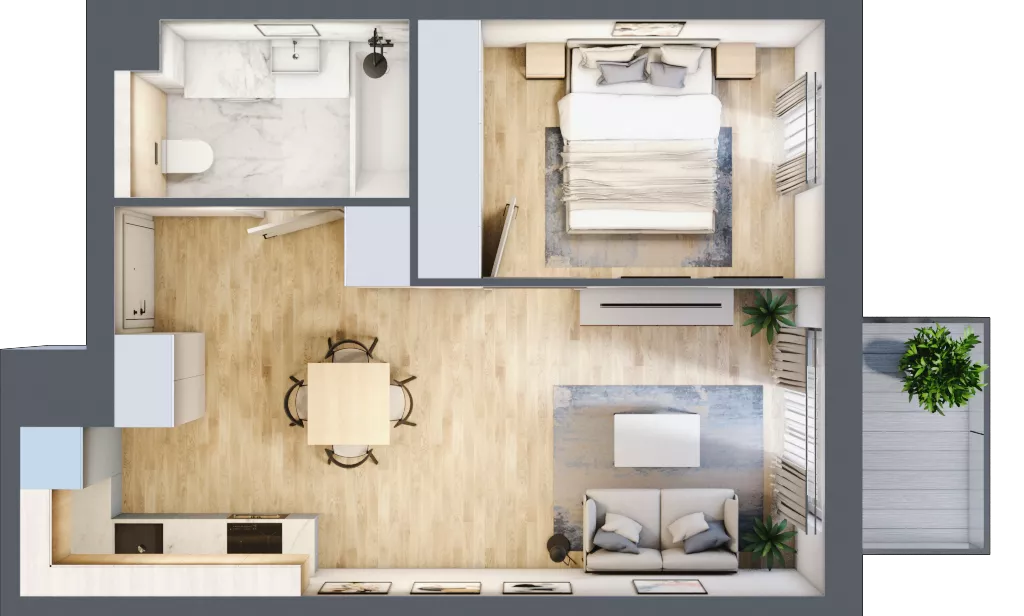 2 pokoje, mieszkanie 38,78 m², piętro 2, oferta nr A/KL1/2/04, Podhalańska Vita, Wrocław, Żerniki, Złotniki, ul. Podhalańska