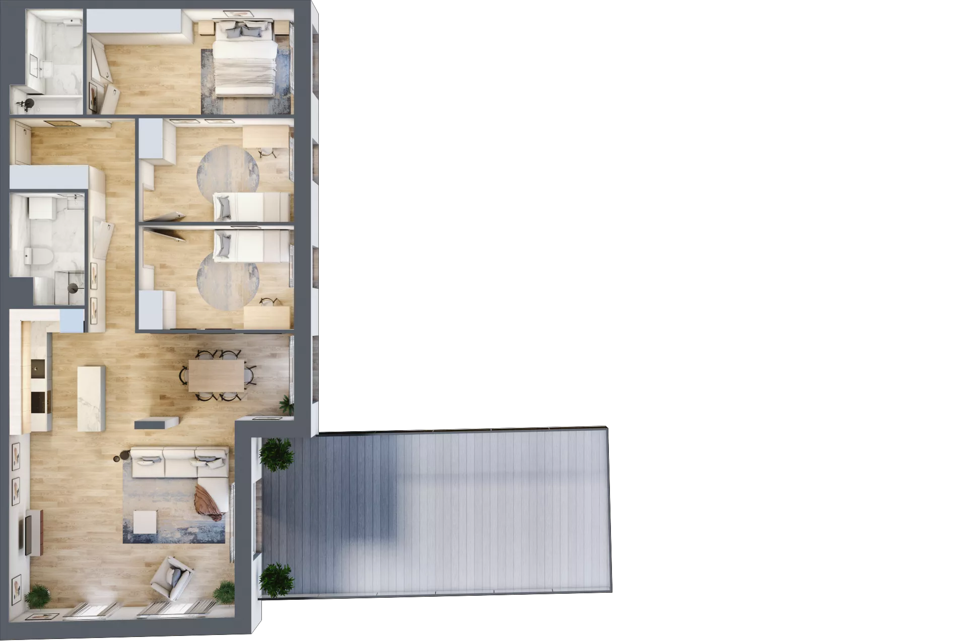 4 pokoje, mieszkanie 100,50 m², piętro 1, oferta nr B.7, Apartamenty Kapitanat bud. B, Gdańsk, Śródmieście, ul. Stępkarska / Wiosny Ludów