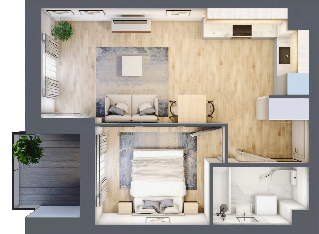 2 pokoje, mieszkanie 38,96 m², piętro 3, oferta nr B.36, Apartamenty Kapitanat bud. B, Gdańsk, Śródmieście, ul. Stępkarska / Wiosny Ludów