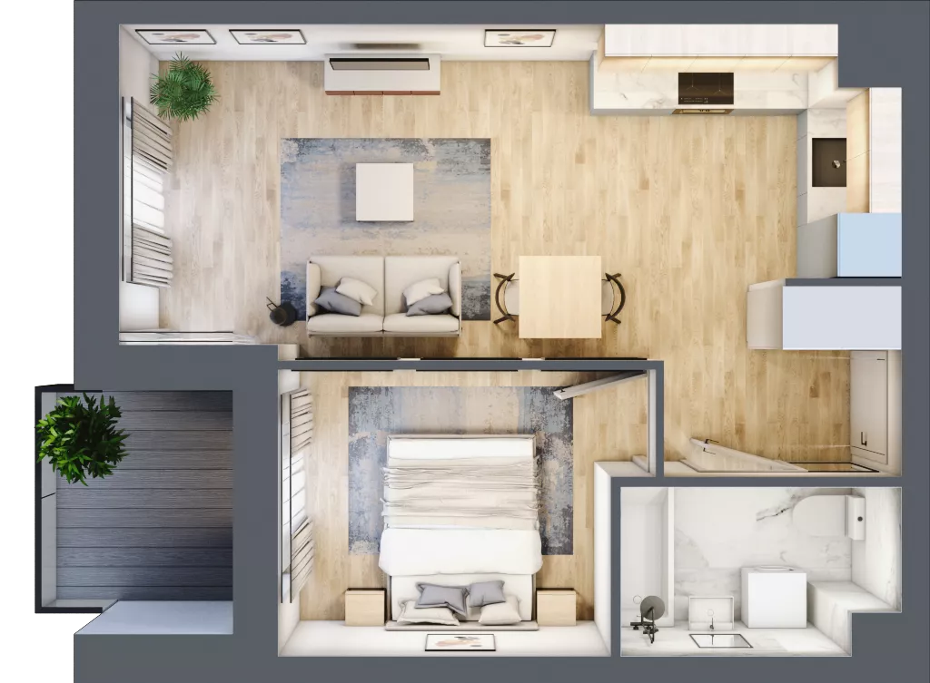 2 pokoje, mieszkanie 38,87 m², piętro 4, oferta nr B.46, Apartamenty Kapitanat bud. B, Gdańsk, Śródmieście, ul. Stępkarska / Wiosny Ludów