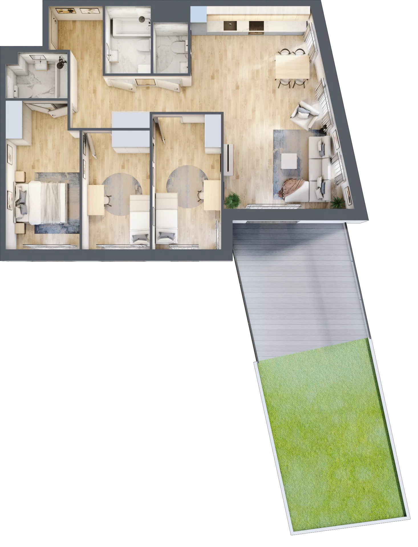 4 pokoje, mieszkanie 93,92 m², piętro 1, oferta nr A.15, Apartamenty Kapitanat bud. A, Gdańsk, Śródmieście, ul. Stępkarska / Wiosny Ludów