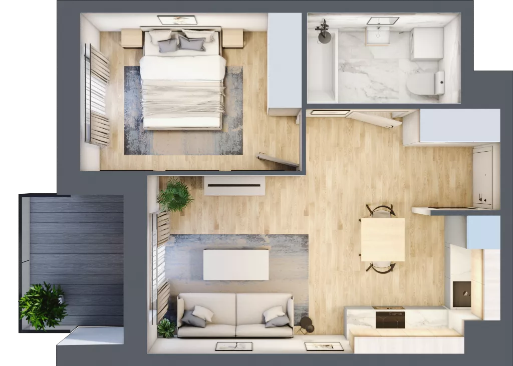 2 pokoje, mieszkanie 39,71 m², piętro 3, oferta nr A.35, Apartamenty Kapitanat bud. A, Gdańsk, Śródmieście, ul. Stępkarska / Wiosny Ludów
