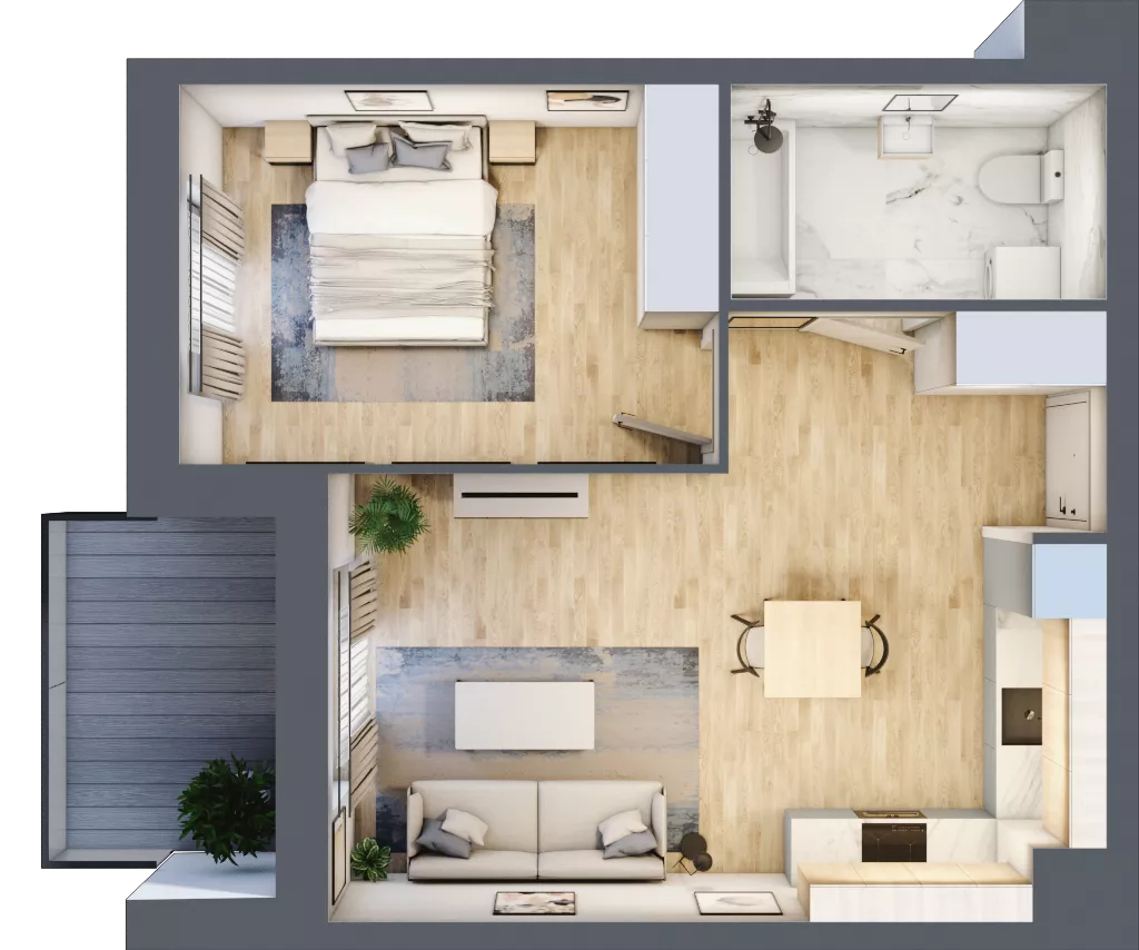 2 pokoje, mieszkanie 45,05 m², piętro 3, oferta nr A.33, Apartamenty Kapitanat bud. A, Gdańsk, Śródmieście, ul. Stępkarska / Wiosny Ludów