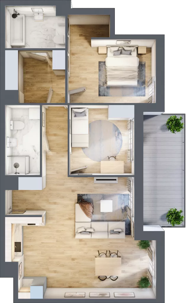 3 pokoje, mieszkanie 82,73 m², piętro 3, oferta nr A.31, Apartamenty Kapitanat bud. A, Gdańsk, Śródmieście, ul. Stępkarska / Wiosny Ludów