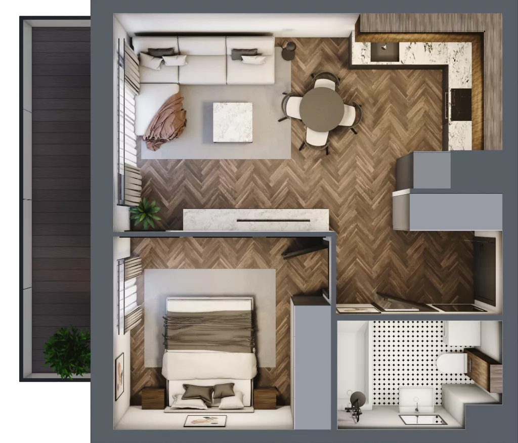 2 pokoje, mieszkanie 40,62 m², piętro 1, oferta nr A.M05, Paderewskiego 29, Katowice, Osiedle Paderewskiego-Muchowiec, Dolina Trzech Stawów, ul. Ignacego Paderewskiego 29