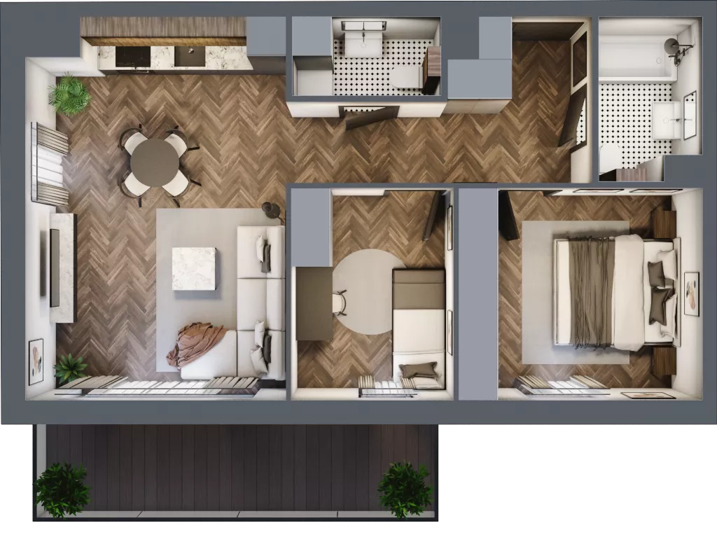3 pokoje, mieszkanie 57,29 m², piętro 1, oferta nr A.M08, Paderewskiego 29, Katowice, Osiedle Paderewskiego-Muchowiec, Dolina Trzech Stawów, ul. Ignacego Paderewskiego 29