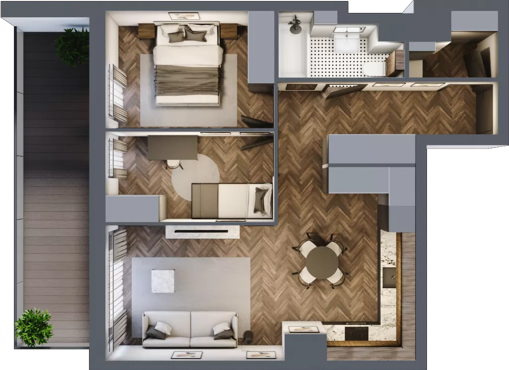 3 pokoje, mieszkanie 57,05 m², piętro 6, oferta nr A.M92, Paderewskiego 29, Katowice, Osiedle Paderewskiego-Muchowiec, Dolina Trzech Stawów, ul. Ignacego Paderewskiego 29
