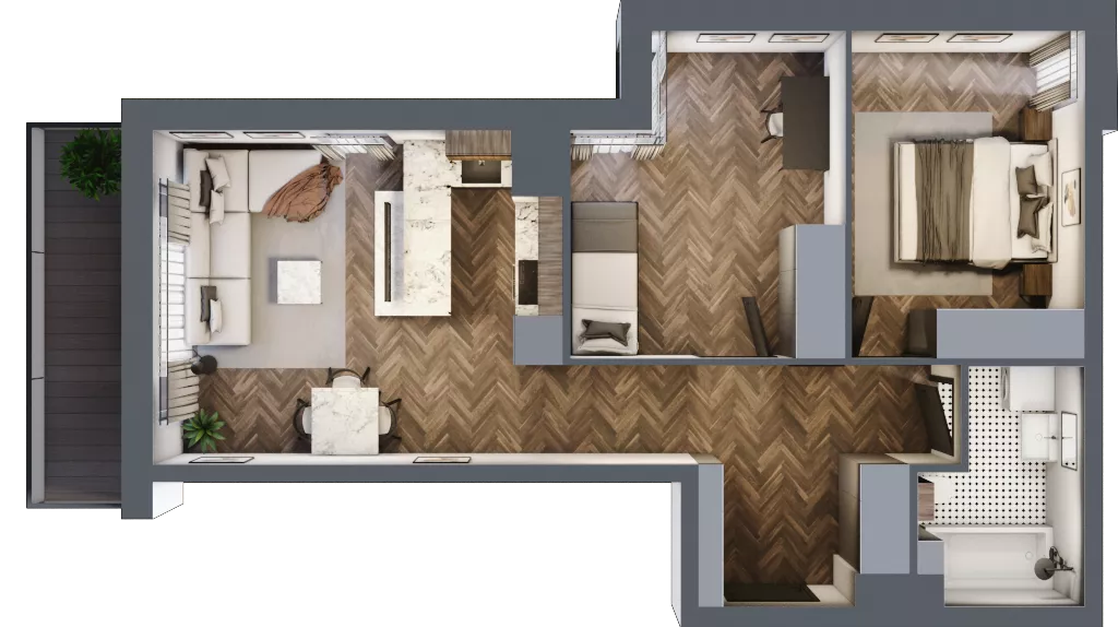 3 pokoje, mieszkanie 57,75 m², piętro 1, oferta nr B.M01, Paderewskiego 29, Katowice, Osiedle Paderewskiego-Muchowiec, Dolina Trzech Stawów, ul. Ignacego Paderewskiego 29