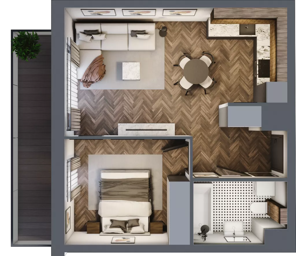 2 pokoje, mieszkanie 41,81 m², piętro 1, oferta nr B.M02, Paderewskiego 29, Katowice, Osiedle Paderewskiego-Muchowiec, Dolina Trzech Stawów, ul. Ignacego Paderewskiego 29