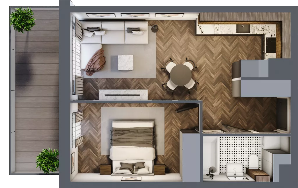 2 pokoje, mieszkanie 41,79 m², piętro 1, oferta nr B.M07, Paderewskiego 29, Katowice, Osiedle Paderewskiego-Muchowiec, Dolina Trzech Stawów, ul. Ignacego Paderewskiego 29