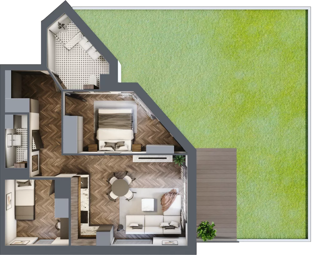 3 pokoje, mieszkanie 54,09 m², piętro 1, oferta nr B.M08, Paderewskiego 29, Katowice, Osiedle Paderewskiego-Muchowiec, Dolina Trzech Stawów, ul. Ignacego Paderewskiego 29