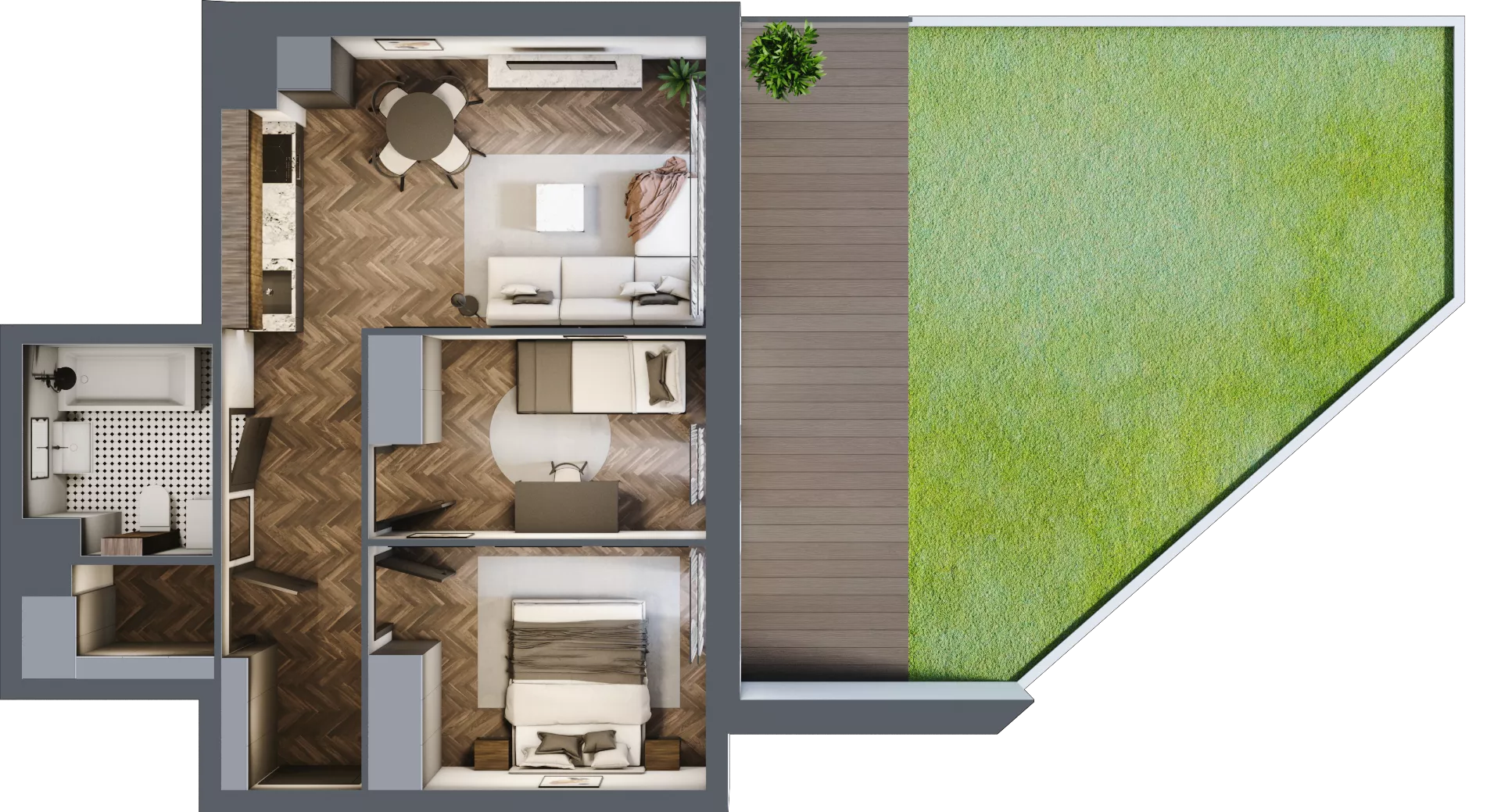 3 pokoje, mieszkanie 51,17 m², piętro 1, oferta nr B.M09, Paderewskiego 29, Katowice, Osiedle Paderewskiego-Muchowiec, Dolina Trzech Stawów, ul. Ignacego Paderewskiego 29