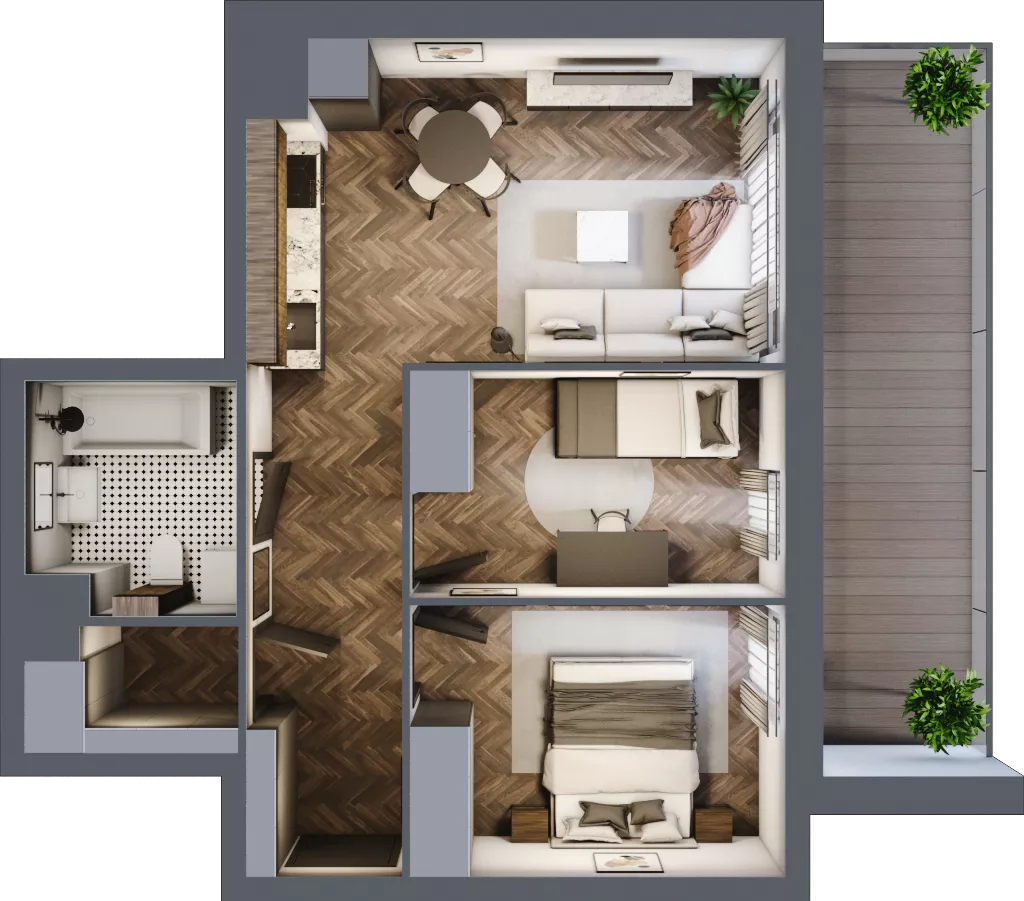 3 pokoje, mieszkanie 51,17 m², piętro 2, oferta nr B.M19, Paderewskiego 29, Katowice, Osiedle Paderewskiego-Muchowiec, Dolina Trzech Stawów, ul. Ignacego Paderewskiego 29