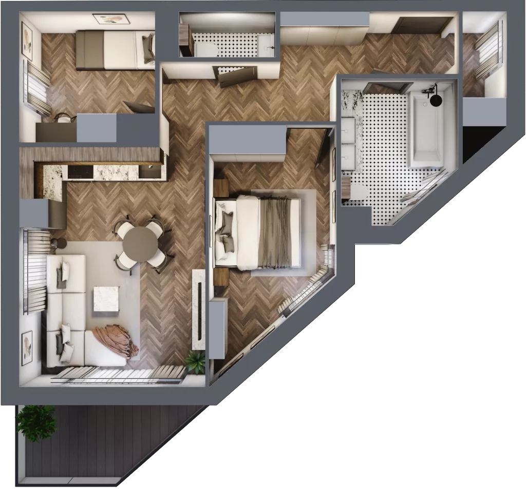 3 pokoje, mieszkanie 58,71 m², piętro 3, oferta nr B.M28, Paderewskiego 29, Katowice, Osiedle Paderewskiego-Muchowiec, Dolina Trzech Stawów, ul. Ignacego Paderewskiego 29