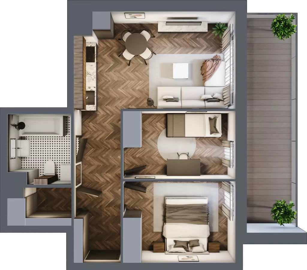 3 pokoje, mieszkanie 51,17 m², piętro 3, oferta nr B.M29, Paderewskiego 29, Katowice, Osiedle Paderewskiego-Muchowiec, Dolina Trzech Stawów, ul. Ignacego Paderewskiego 29