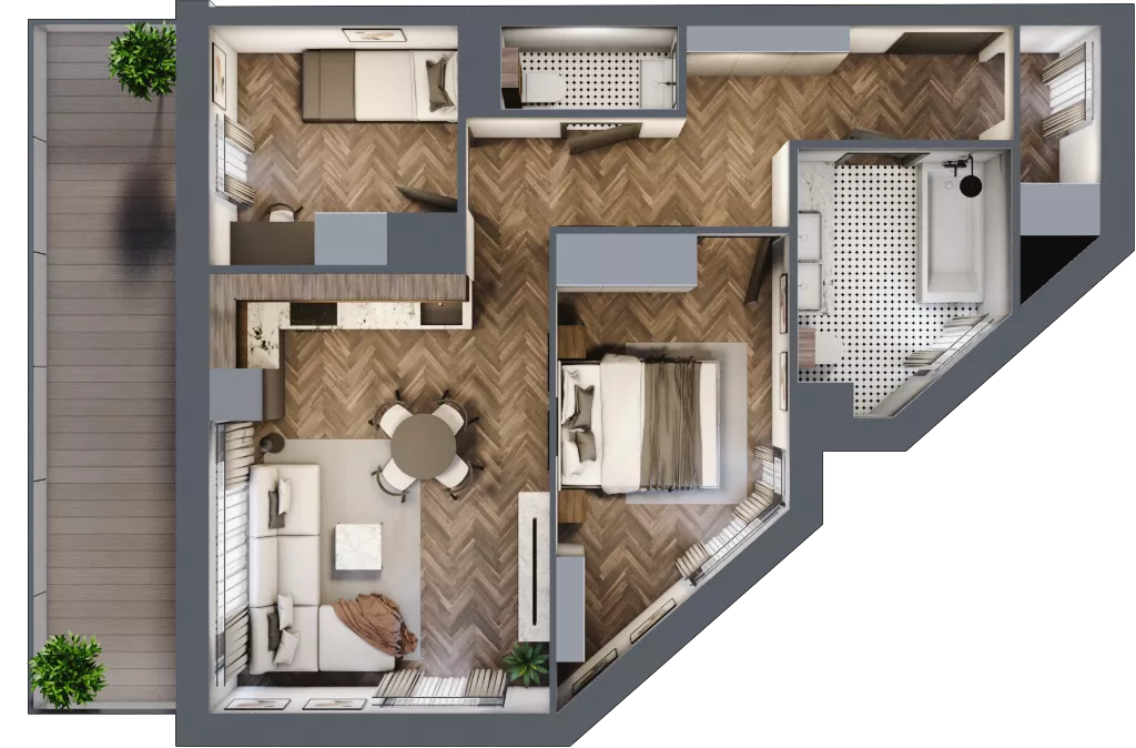 3 pokoje, mieszkanie 58,71 m², piętro 6, oferta nr B.M58, Paderewskiego 29, Katowice, Osiedle Paderewskiego-Muchowiec, Dolina Trzech Stawów, ul. Ignacego Paderewskiego 29