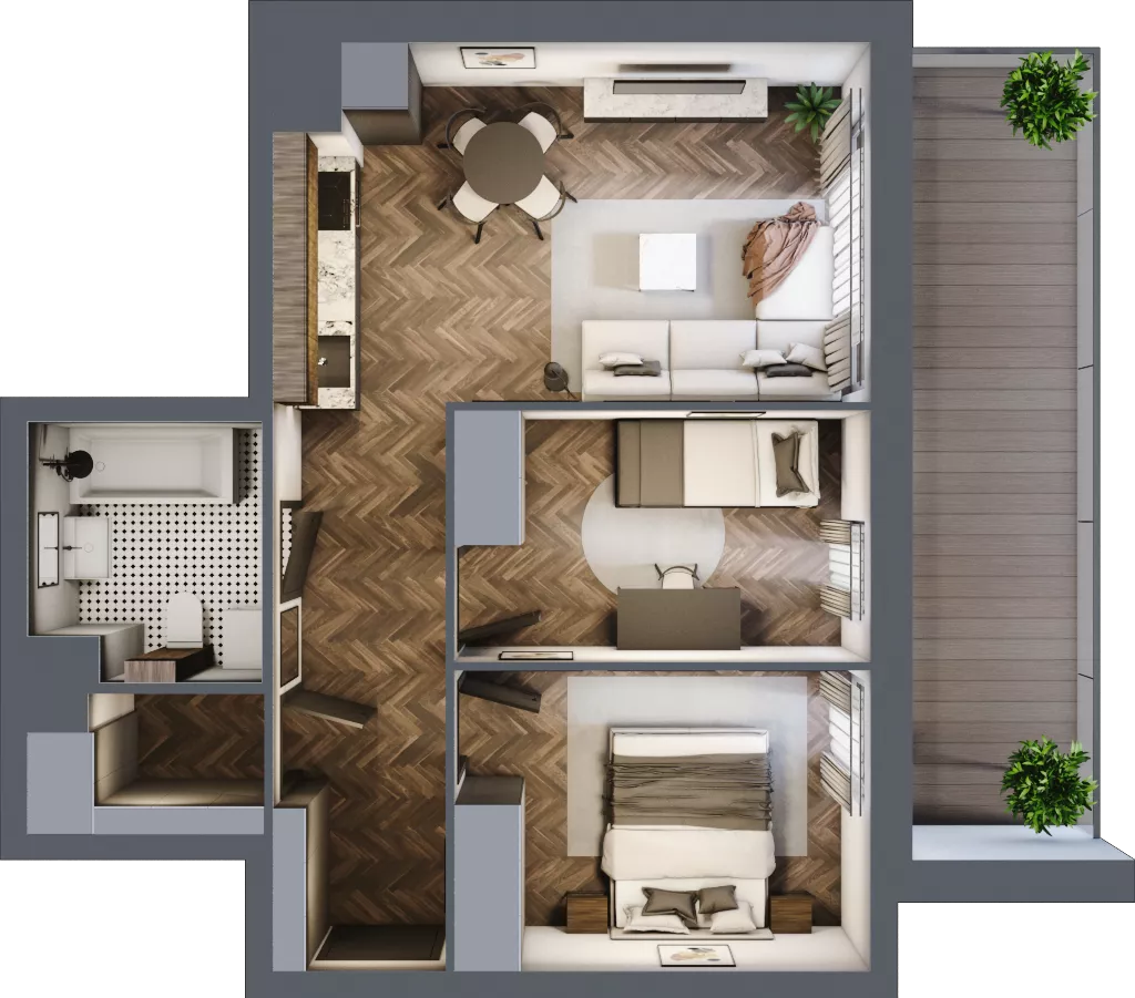 3 pokoje, mieszkanie 51,17 m², piętro 7, oferta nr B.M67, Paderewskiego 29, Katowice, Osiedle Paderewskiego-Muchowiec, Dolina Trzech Stawów, ul. Ignacego Paderewskiego 29