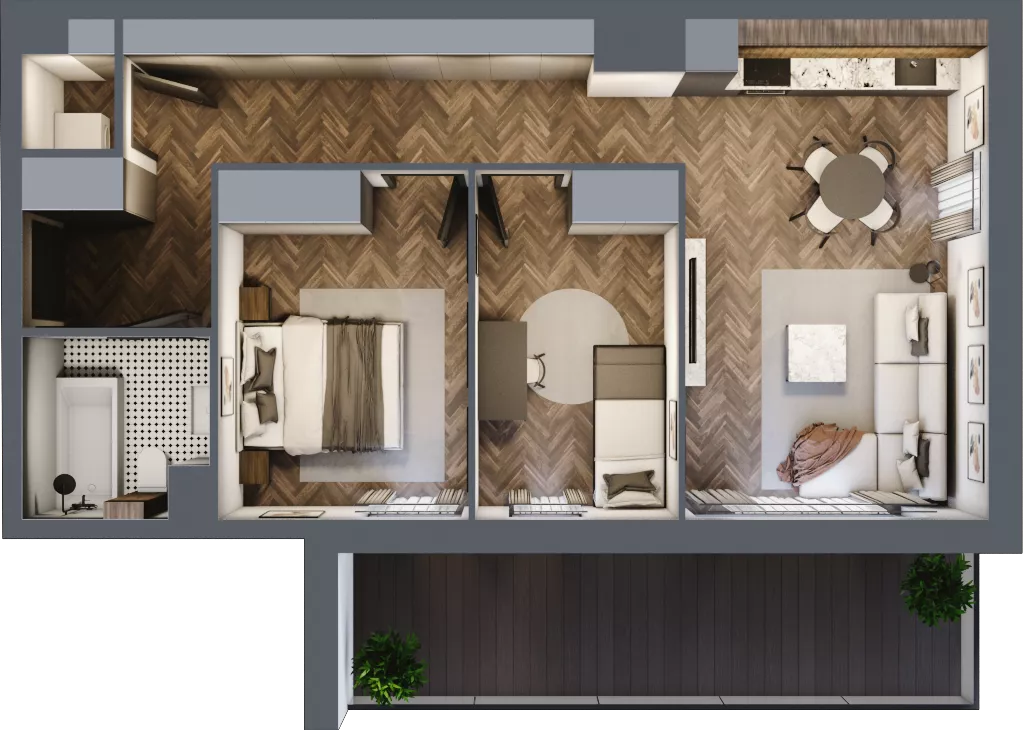 3 pokoje, mieszkanie 59,42 m², piętro 7, oferta nr B.M68, Paderewskiego 29, Katowice, Osiedle Paderewskiego-Muchowiec, Dolina Trzech Stawów, ul. Ignacego Paderewskiego 29