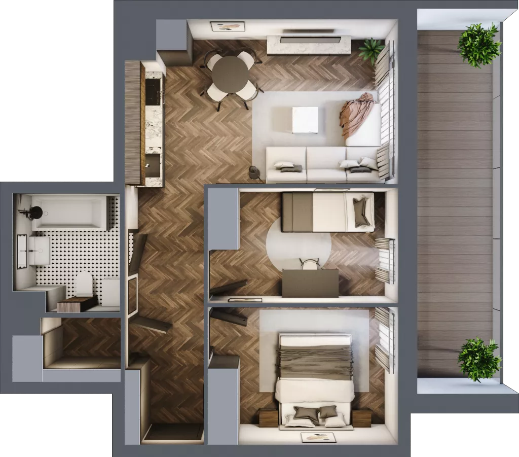 3 pokoje, mieszkanie 51,17 m², piętro 8, oferta nr B.M75, Paderewskiego 29, Katowice, Osiedle Paderewskiego-Muchowiec, Dolina Trzech Stawów, ul. Ignacego Paderewskiego 29