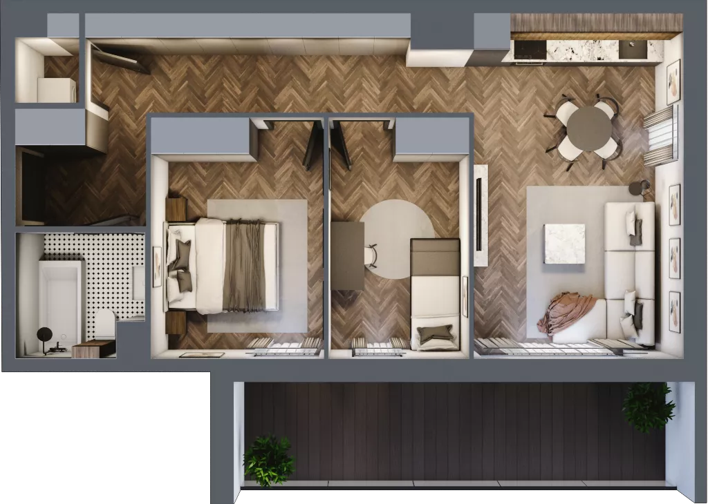 3 pokoje, mieszkanie 59,42 m², piętro 8, oferta nr B.M76, Paderewskiego 29, Katowice, Osiedle Paderewskiego-Muchowiec, Dolina Trzech Stawów, ul. Ignacego Paderewskiego 29