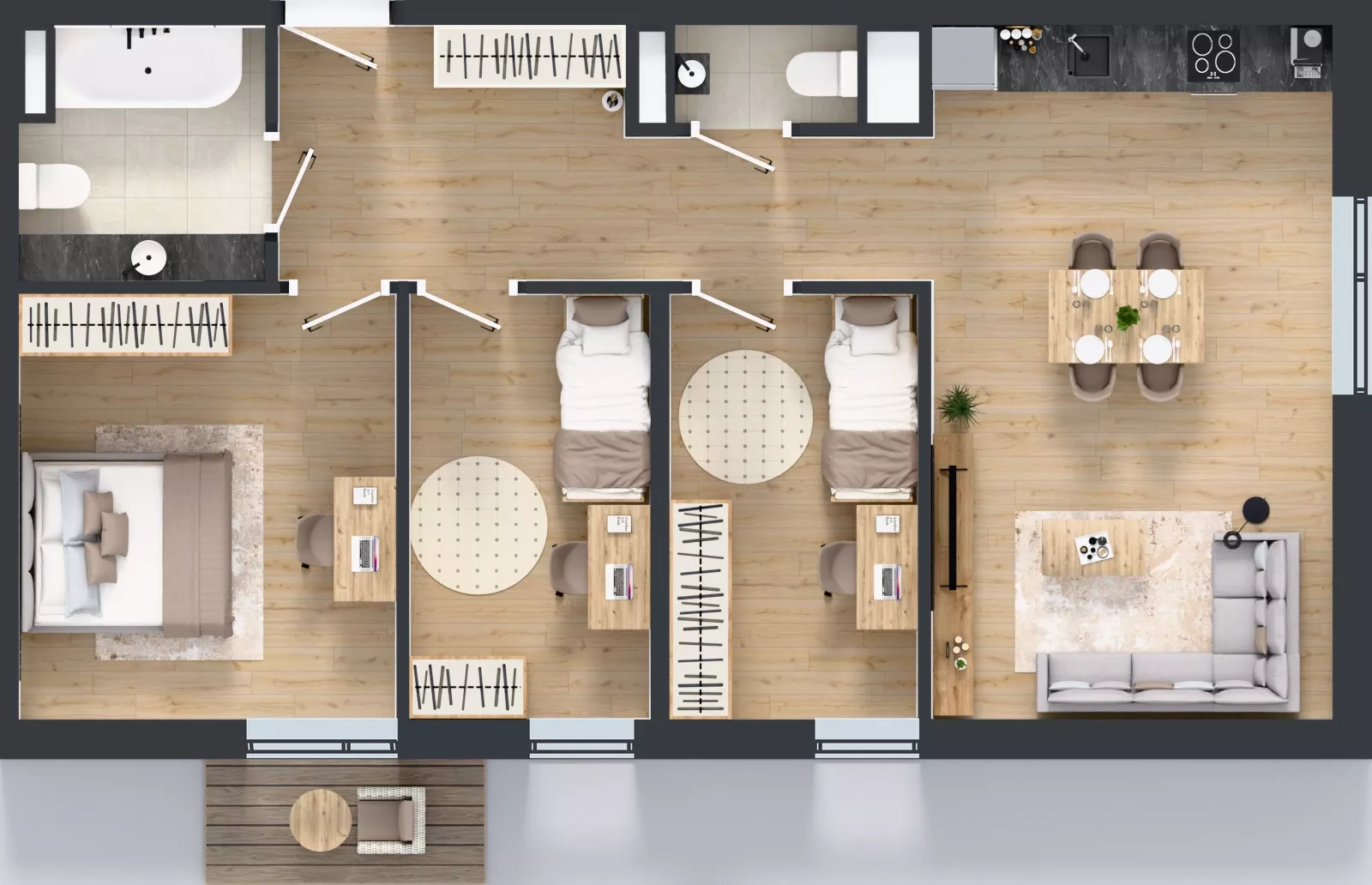 4 pokoje, mieszkanie 75,65 m², piętro 3, oferta nr G7.24, Geometryczna 7, Warszawa, Białołęka, Grodzisk, ul. Geometryczna 7