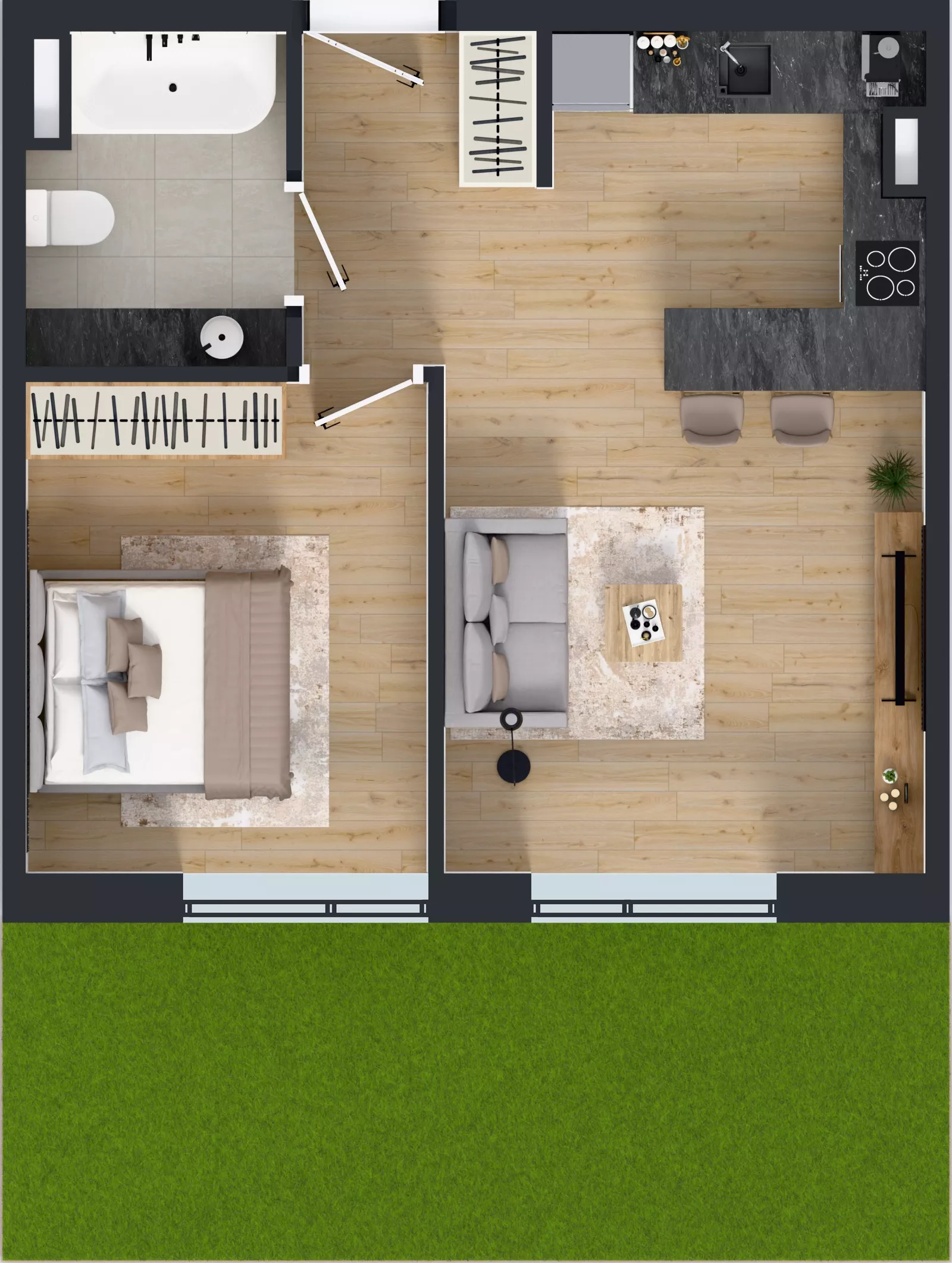 2 pokoje, mieszkanie 43,97 m², parter, oferta nr G7.04, Geometryczna 7, Warszawa, Białołęka, Grodzisk, ul. Geometryczna 7