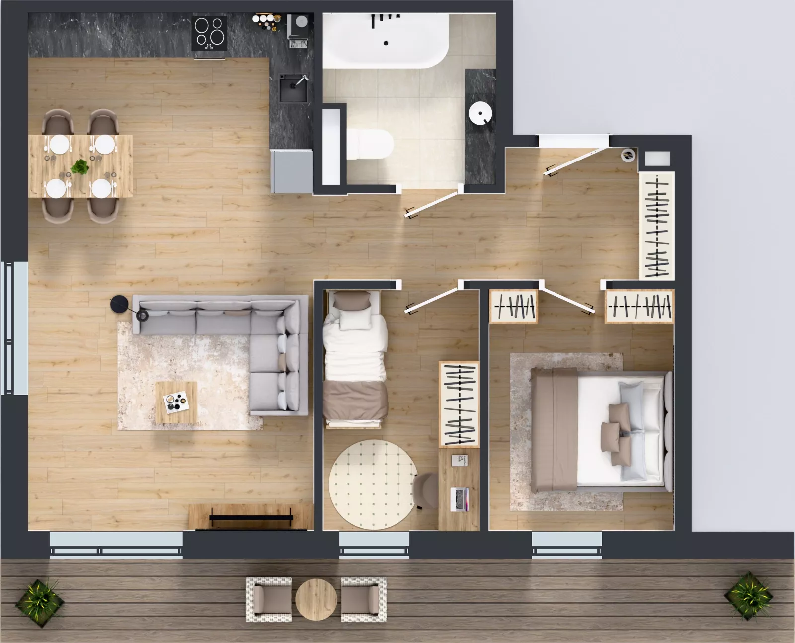 3 pokoje, mieszkanie 57,46 m², piętro 1, oferta nr G7.37, Geometryczna 7, Warszawa, Białołęka, Grodzisk, ul. Geometryczna 7