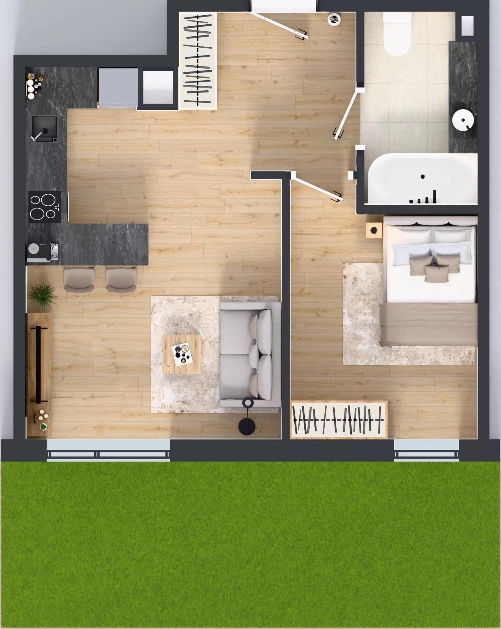 2 pokoje, mieszkanie 41,95 m², parter, oferta nr G7.05, Geometryczna 7, Warszawa, Białołęka, Grodzisk, ul. Geometryczna 7