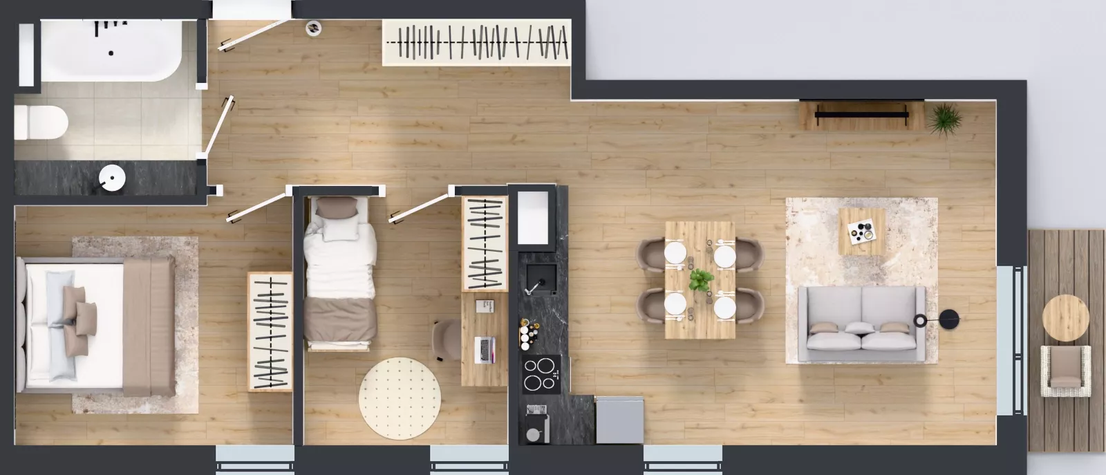 3 pokoje, mieszkanie 57,49 m², piętro 3, oferta nr G7.28, Geometryczna 7, Warszawa, Białołęka, Grodzisk, ul. Geometryczna 7