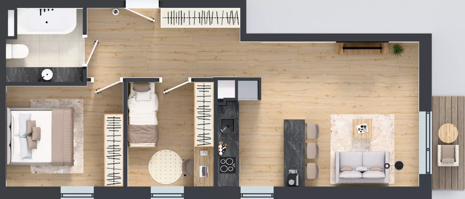 3 pokoje, mieszkanie 57,45 m², piętro 2, oferta nr G7.21, Geometryczna 7, Warszawa, Białołęka, Grodzisk, ul. Geometryczna 7