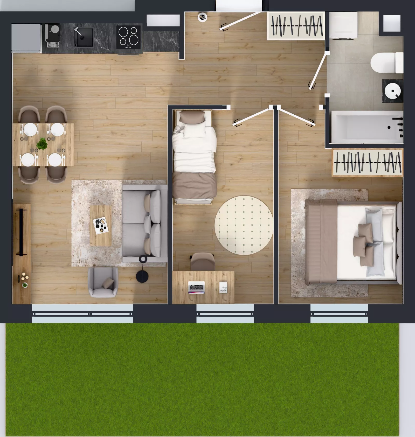 3 pokoje, mieszkanie 50,90 m², parter, oferta nr Z7.03, Osiedle Zbytki II, Warszawa, Białołęka, Nowodwory, ul. Zbytki 7