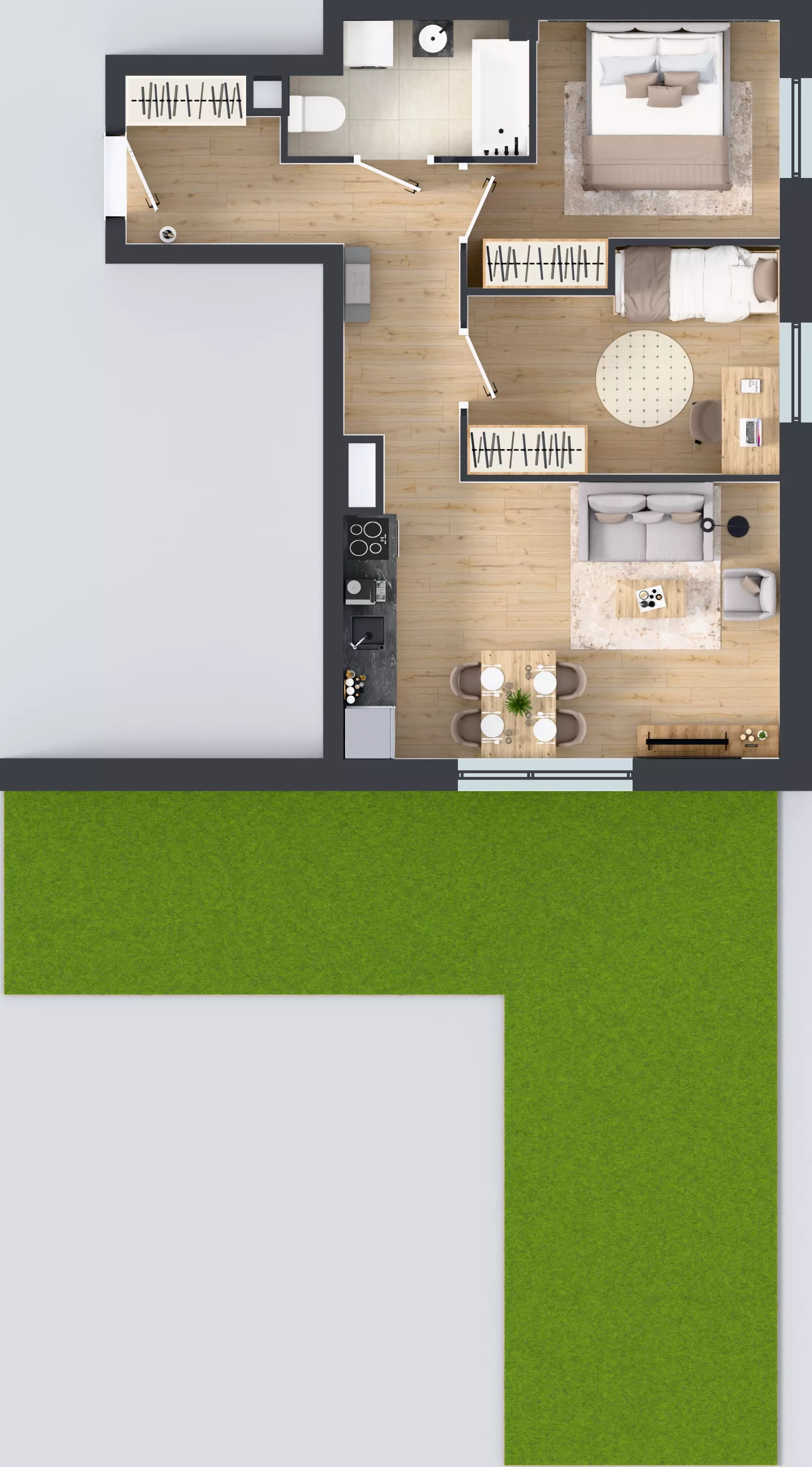 3 pokoje, mieszkanie 52,01 m², parter, oferta nr Z7.01, Osiedle Zbytki II, Warszawa, Białołęka, Nowodwory, ul. Zbytki 7