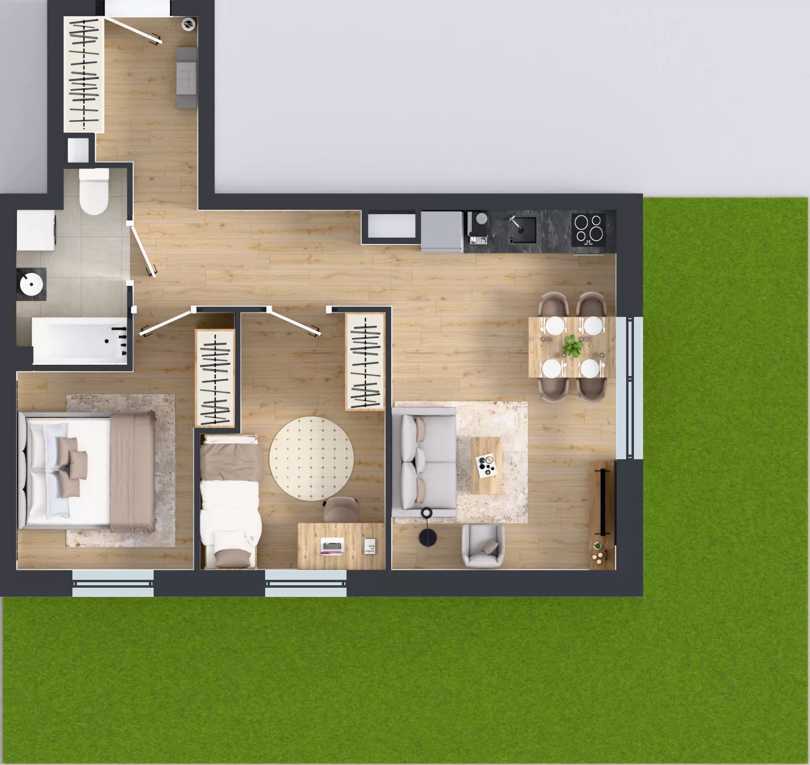 3 pokoje, mieszkanie 53,04 m², parter, oferta nr Z7.04, Osiedle Zbytki II, Warszawa, Białołęka, Nowodwory, ul. Zbytki 7
