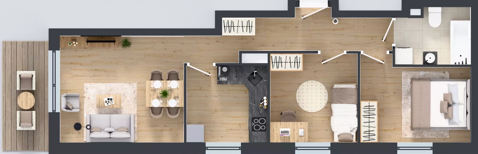 3 pokoje, mieszkanie 59,61 m², piętro 3, oferta nr Z7.18, Osiedle Zbytki II, Warszawa, Białołęka, Nowodwory, ul. Zbytki 7