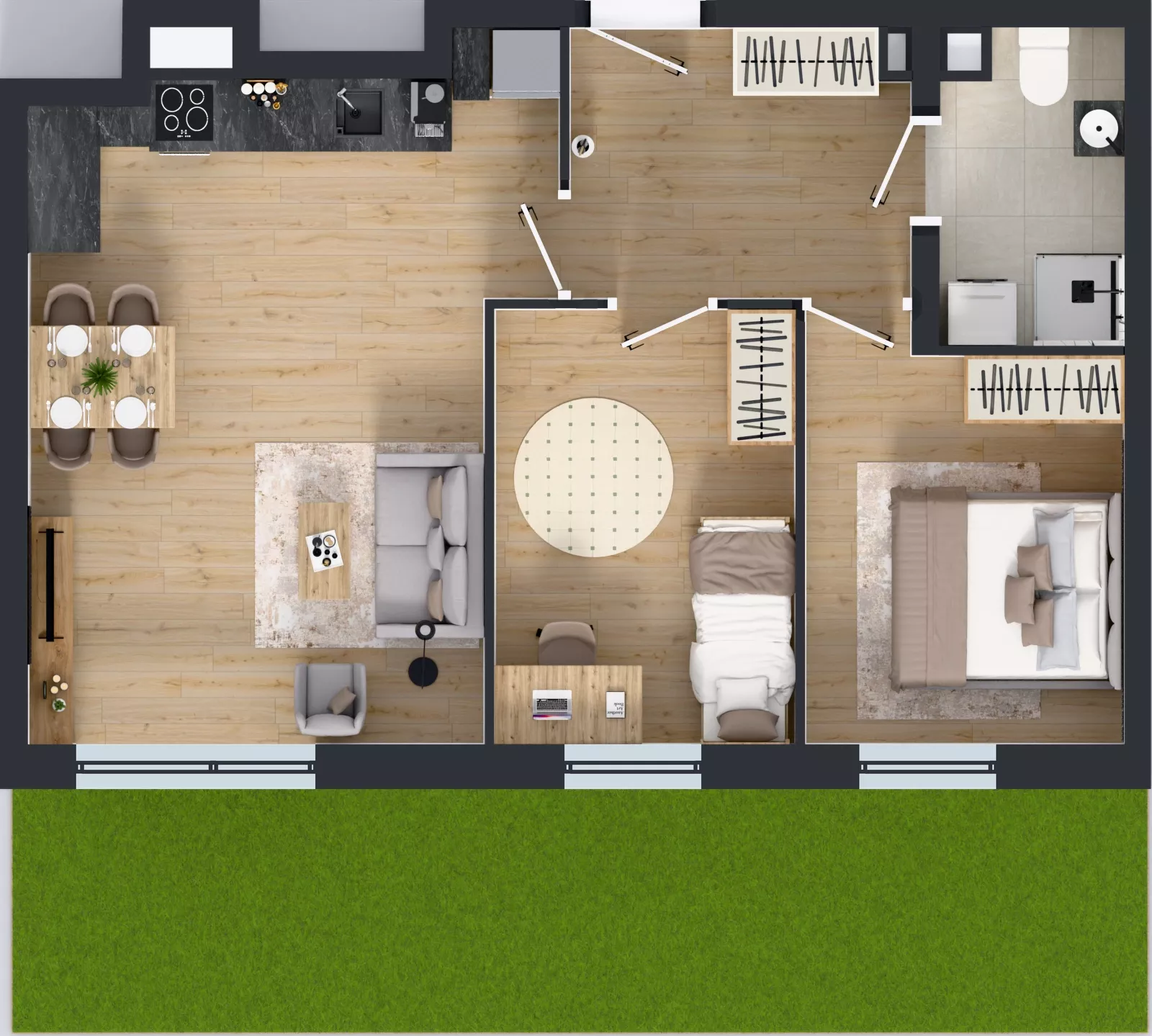 3 pokoje, mieszkanie 59,99 m², parter, oferta nr Z7.02, Osiedle Zbytki II, Warszawa, Białołęka, Nowodwory, ul. Zbytki 7
