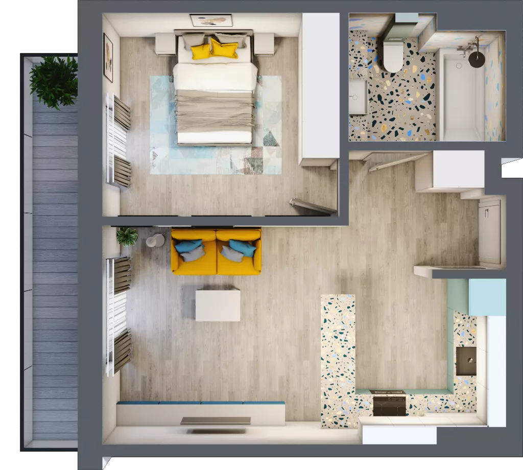 2 pokoje, mieszkanie 43,17 m², piętro 1, oferta nr G5B.11, Geometryczna 5B, Warszawa, Białołęka, Grodzisk, ul. Geometryczna 5B