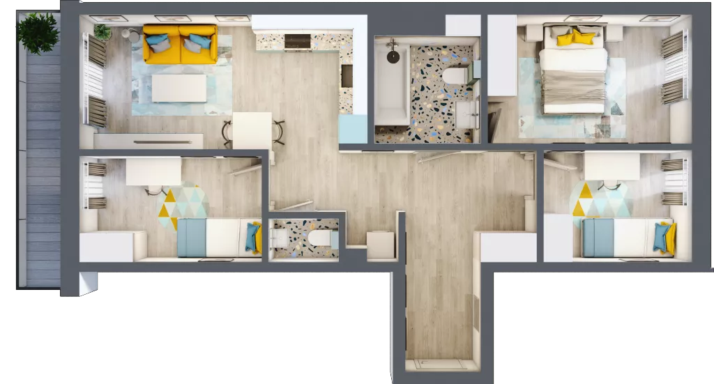 4 pokoje, mieszkanie 66,68 m², piętro 1, oferta nr G5B.12, Geometryczna 5B, Warszawa, Białołęka, Grodzisk, ul. Geometryczna 5B