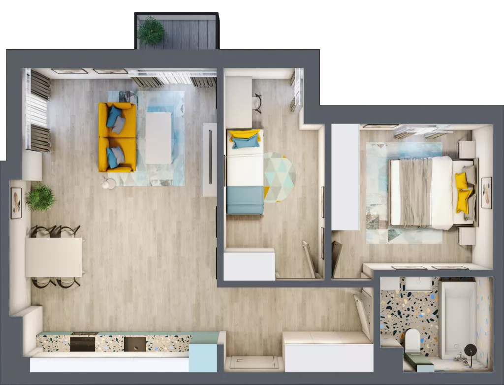 3 pokoje, mieszkanie 59,54 m², piętro 2, oferta nr G5B.20, Geometryczna 5B, Warszawa, Białołęka, Grodzisk, ul. Geometryczna 5B