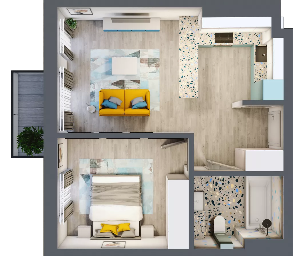 2 pokoje, mieszkanie 43,59 m², piętro 3, oferta nr G5B.49, Geometryczna 5B, Warszawa, Białołęka, Grodzisk, ul. Geometryczna 5B