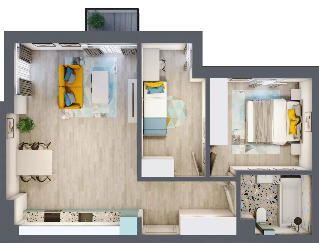 3 pokoje, mieszkanie 59,61 m², piętro 2, oferta nr G5B.73, Geometryczna 5B, Warszawa, Białołęka, Grodzisk, ul. Geometryczna 5B