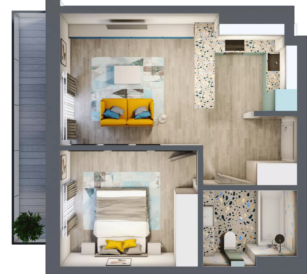 2 pokoje, mieszkanie 43,52 m², piętro 2, oferta nr G5B.69, Geometryczna 5B, Warszawa, Białołęka, Grodzisk, ul. Geometryczna 5B