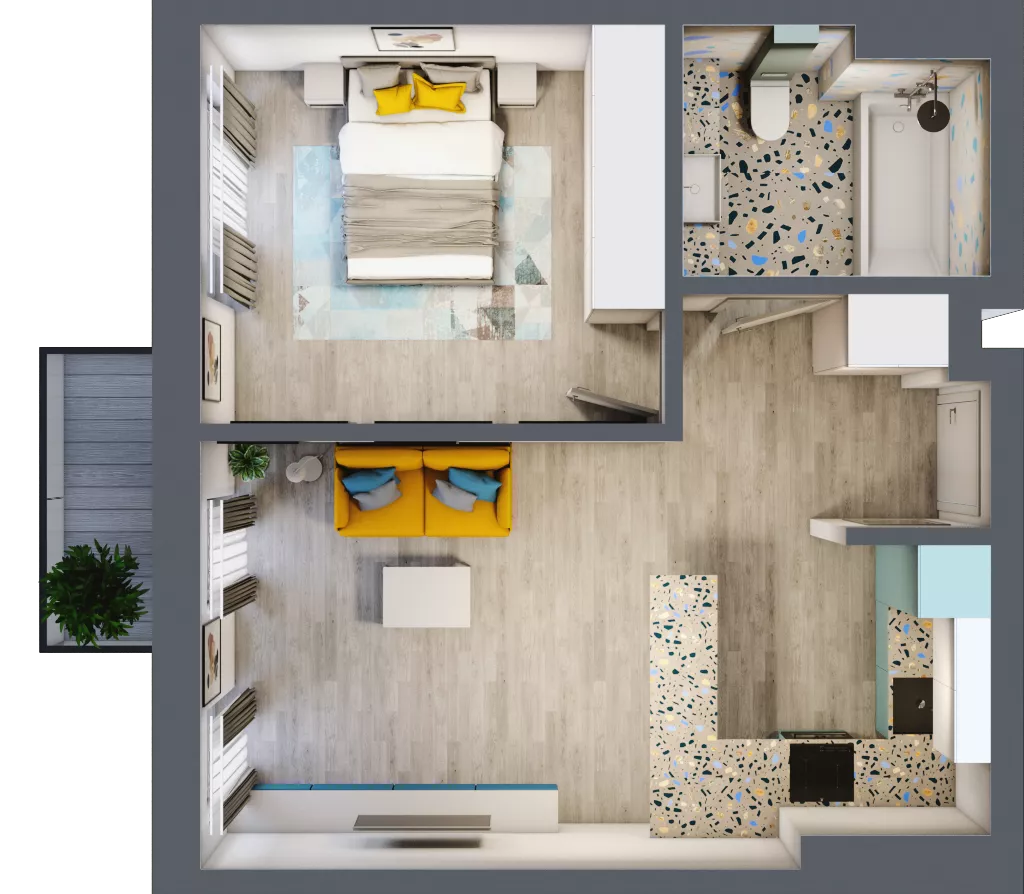 2 pokoje, mieszkanie 43,27 m², piętro 2, oferta nr G5B.45, Geometryczna 5B, Warszawa, Białołęka, Grodzisk, ul. Geometryczna 5B