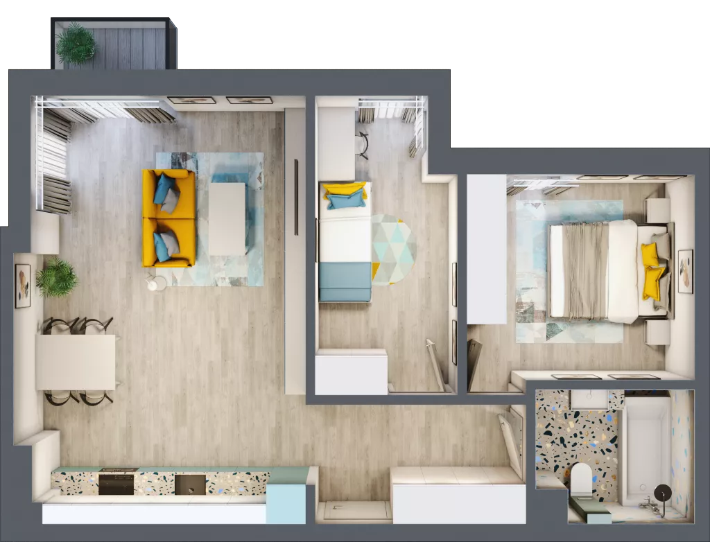 3 pokoje, mieszkanie 59,76 m², piętro 1, oferta nr G5B.66, Geometryczna 5B, Warszawa, Białołęka, Grodzisk, ul. Geometryczna 5B