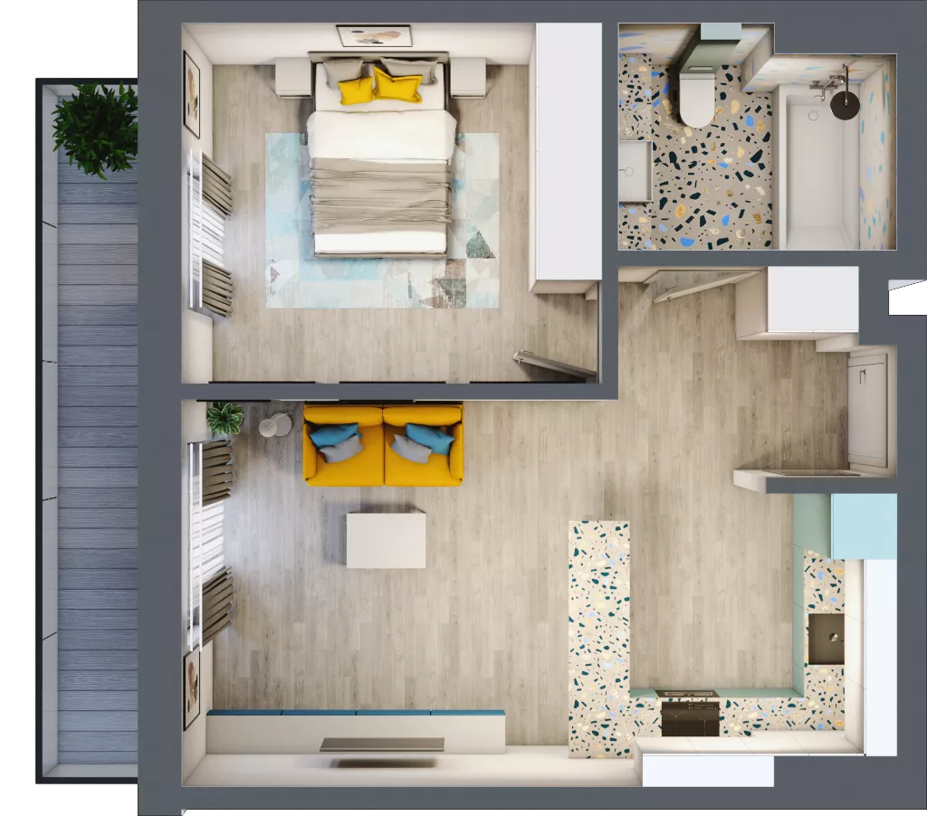 2 pokoje, mieszkanie 43,57 m², piętro 1, oferta nr G5B.64, Geometryczna 5B, Warszawa, Białołęka, Grodzisk, ul. Geometryczna 5B