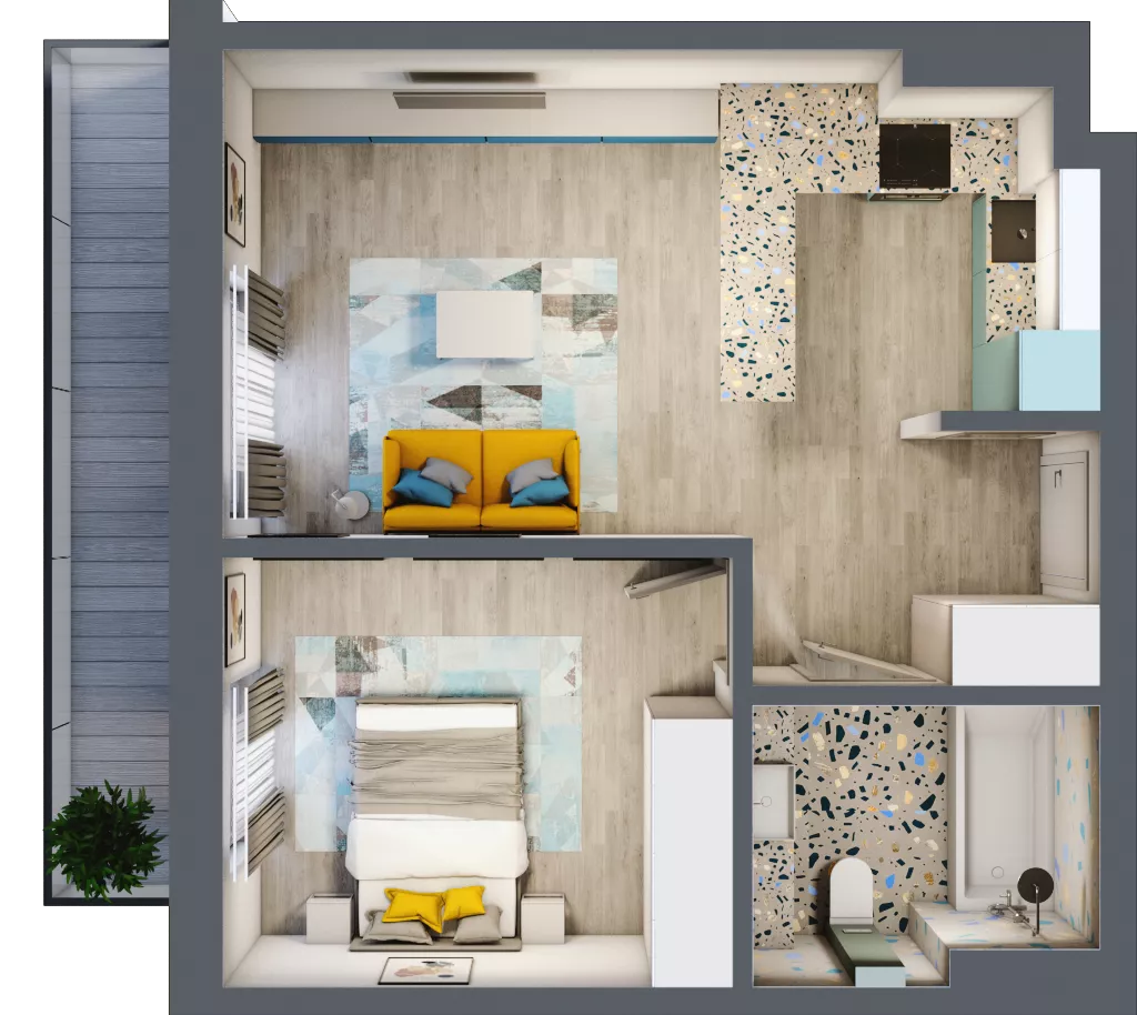 2 pokoje, mieszkanie 43,53 m², piętro 1, oferta nr G5B.62, Geometryczna 5B, Warszawa, Białołęka, Grodzisk, ul. Geometryczna 5B
