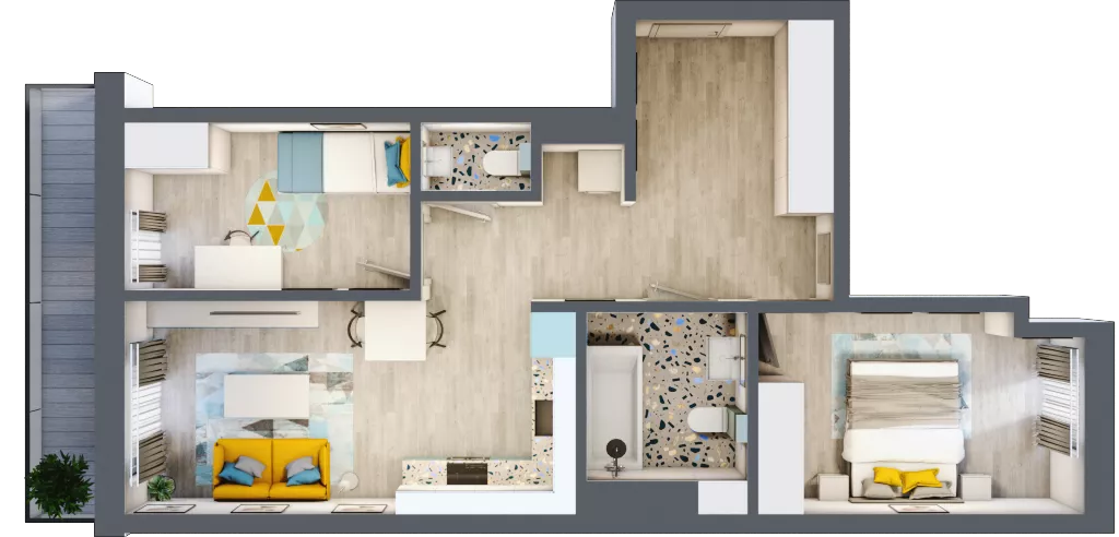 3 pokoje, mieszkanie 59,18 m², piętro 1, oferta nr G5B.61, Geometryczna 5B, Warszawa, Białołęka, Grodzisk, ul. Geometryczna 5B