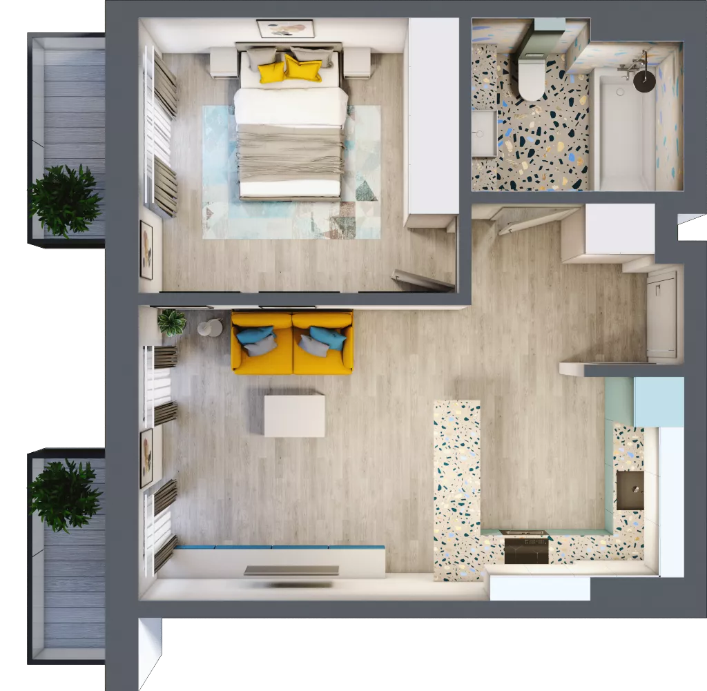 2 pokoje, mieszkanie 43,58 m², piętro 1, oferta nr G5B.38, Geometryczna 5B, Warszawa, Białołęka, Grodzisk, ul. Geometryczna 5B