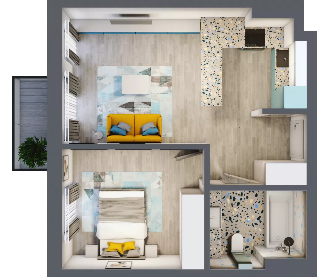 2 pokoje, mieszkanie 43,65 m², piętro 1, oferta nr G5B.36, Geometryczna 5B, Warszawa, Białołęka, Grodzisk, ul. Geometryczna 5B