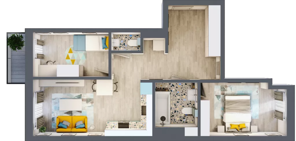 3 pokoje, mieszkanie 59,35 m², piętro 1, oferta nr G5B.35, Geometryczna 5B, Warszawa, Białołęka, Grodzisk, ul. Geometryczna 5B
